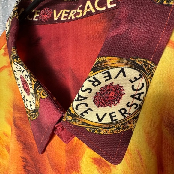 Versace Men's Silk Red and Orange Shirt - Picture 5 of 6